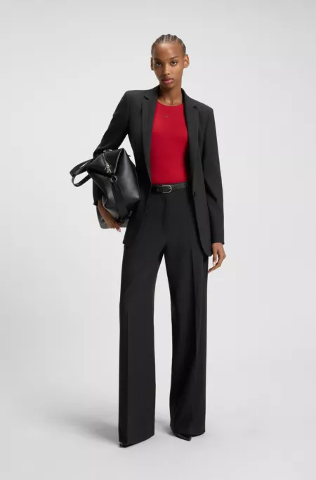 Longline regular-fit blazer in pinstripe flannel