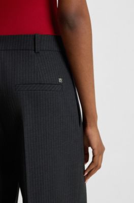Regular-fit trousers in pinstripe fabric, Dark Grey