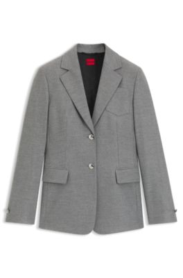 Regular-fit blazer in melange stretch flannel, Grey