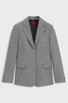 Regular-fit blazer in melange stretch flannel, Grey