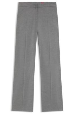 Regular-fit trousers in melange stretch flannel, Grey