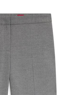 Regular-fit trousers in melange stretch flannel, Grey