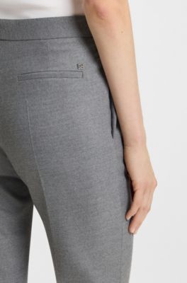 Regular-fit trousers in melange stretch flannel, Grey
