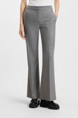 멜란지 스트레치 플란넬 레귤러 핏 팬츠, 그레이