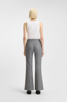 Regular-fit trousers in melange stretch flannel, Grey