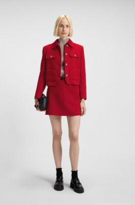 Cazadora corta regular fit con botones met&aacute;licos, Rojo