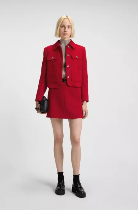 Regular-fit cropped jacket with metallic buttons