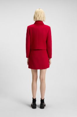 Cazadora corta regular fit con botones met&aacute;licos, Rojo