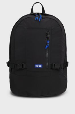 Backpack with adjustable straps and logo badge, Black