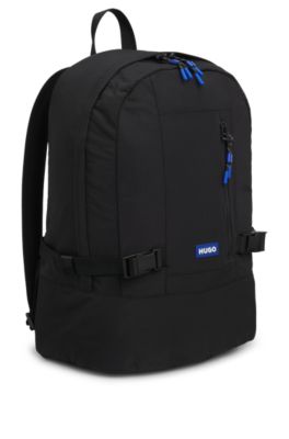 Backpack with adjustable straps and logo badge, Black
