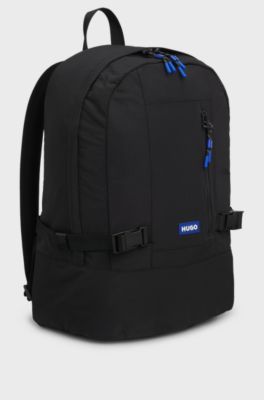 Backpack with adjustable straps and logo badge, Black