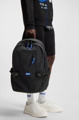 Backpack with adjustable straps and logo badge, Black