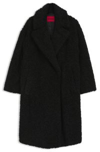 Oversized-fit coat in faux fur, Black