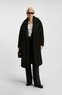 Cappotto oversize in pelliccia sintetica, Nero