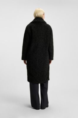 Oversized-fit mantel van imitatiebont, Zwart
