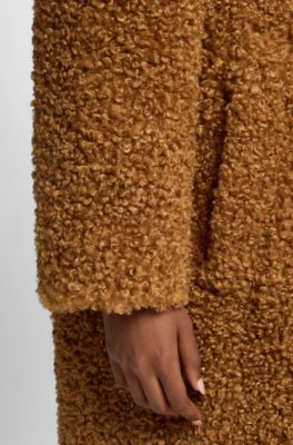 Oversized-fit coat in faux fur, Light Brown