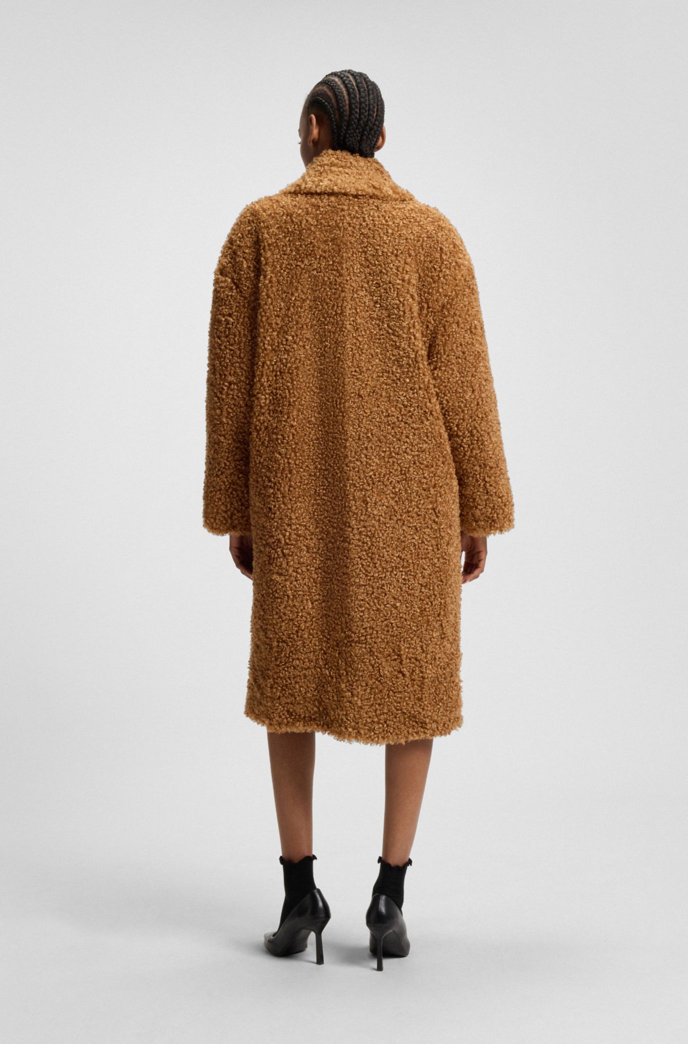 ブラウン フェイクファー オーバーサイズコート ファー コート ロング アウター レディース ロングコート フード 付き