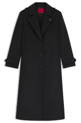 Relaxed fit long length coat with stacked logo rivet