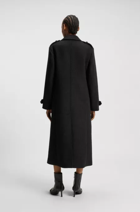Relaxed-fit long-length coat with stacked-logo rivet