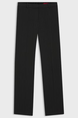 Regular-fit trousers with sparkling pinstripe, Black