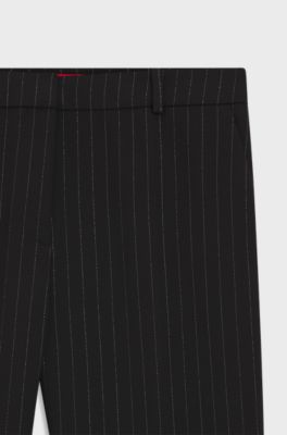 Regular-fit trousers with sparkling pinstripe, Black