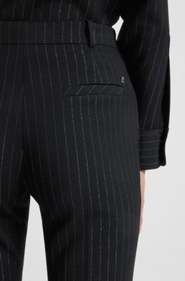 Regular-Fit Hose mit glitzernden Nadelstreifen, Schwarz