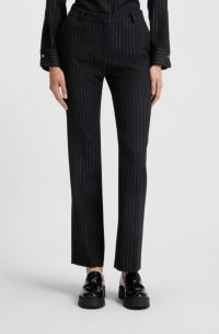 Regular-fit trousers with sparkling pinstripe, Black
