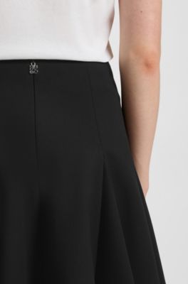 A-line mini skirt with godet inserts, Black