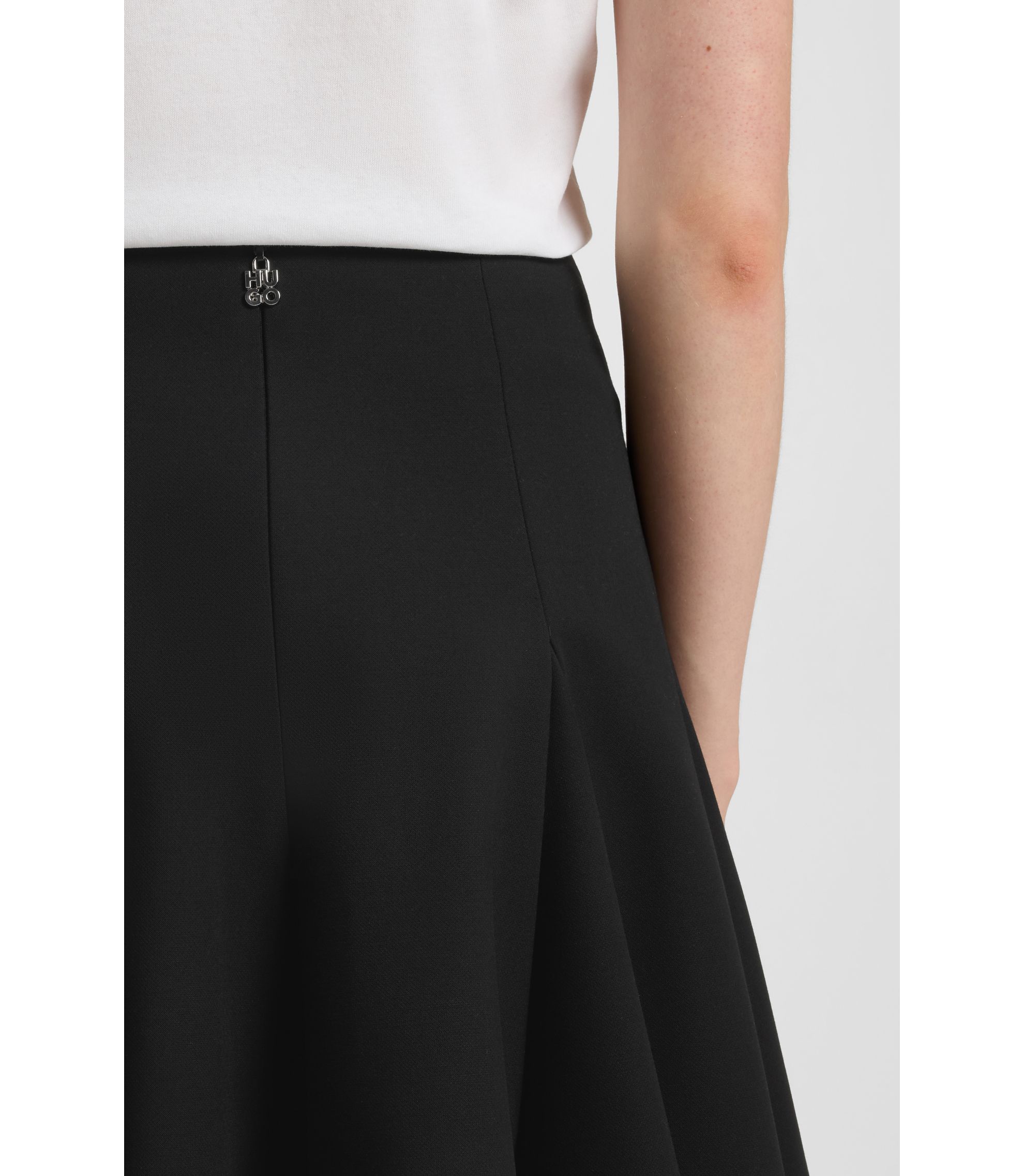 HUGO - A-line mini skirt with godet inserts - Black