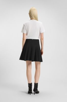 A-line mini skirt with godet inserts, Black