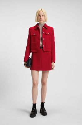 A-line mini skirt with textured effect, Red