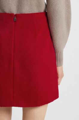 A-line mini skirt with textured effect, Red