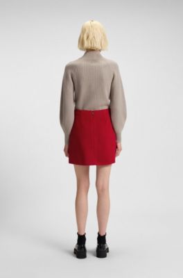 A-line mini skirt with textured effect, Red