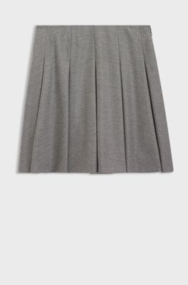 Minigonna con pieghe in flanella elasticizzata m&eacute;lange, Grigio chiaro