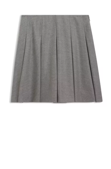 Pleated mini skirt in melange stretch flannel