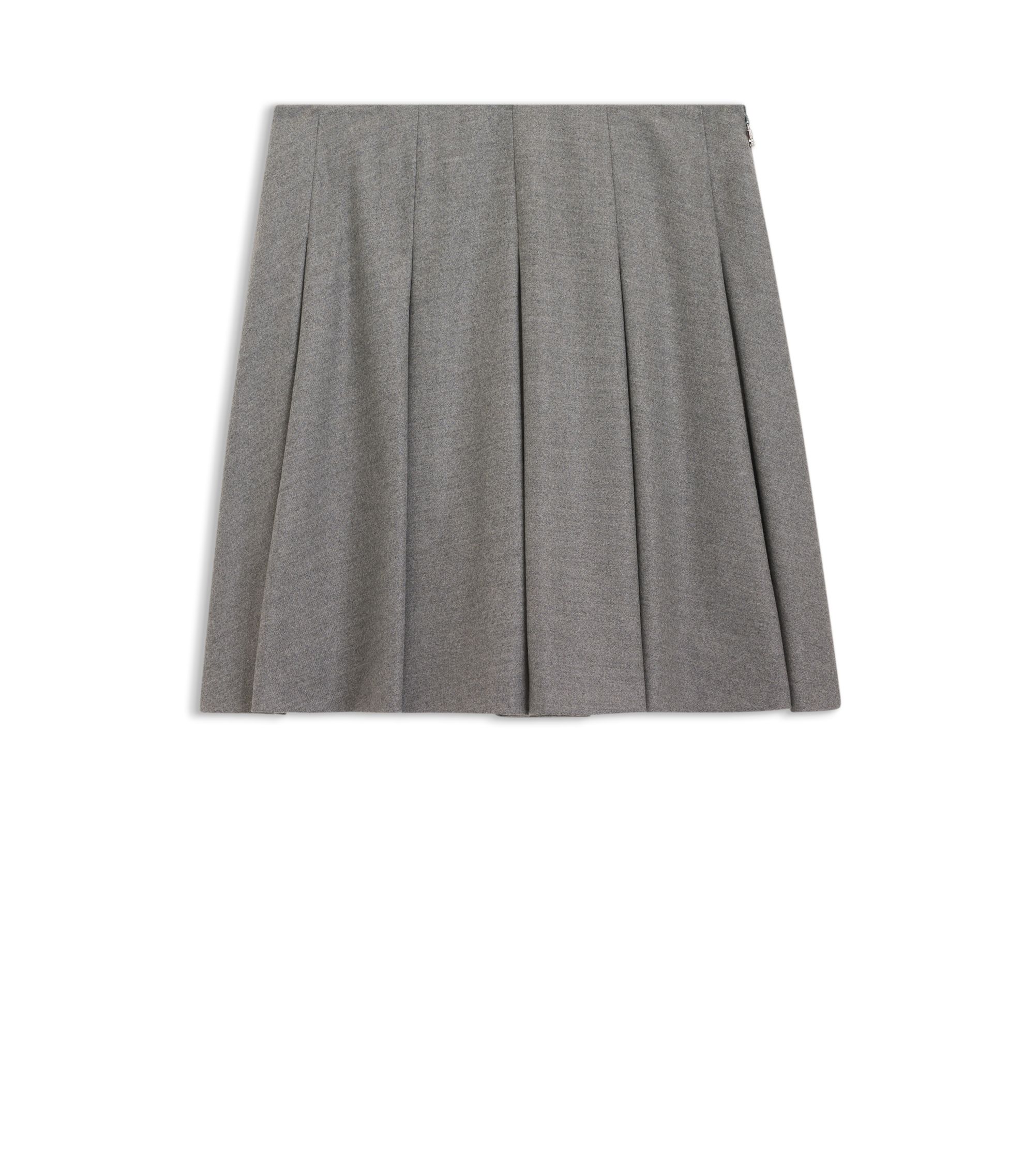 HUGO Pleated mini skirt in melange stretch flannel Light Grey