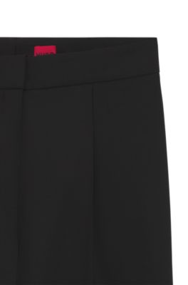 Regular-fit trousers in stretch fabric with wide leg, Black