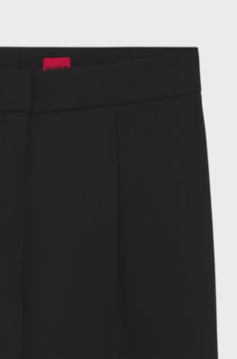 Regular-fit trousers in stretch fabric with wide leg, Black