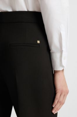 Regular-fit trousers in stretch fabric with wide leg, Black