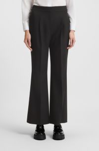 Regular-fit broek met wijde pijpen van stretchmateriaal, Zwart