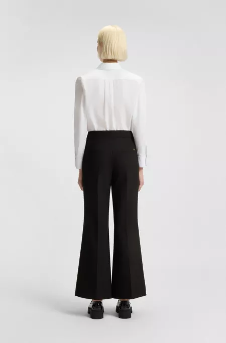 Regular-fit trousers in stretch fabric with wide leg