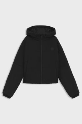 Relaxed-fit water-repellent padded jacket with bubble shape, Black