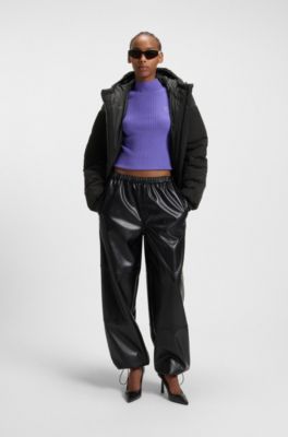 Relaxed-fit water-repellent padded jacket with bubble shape, Black