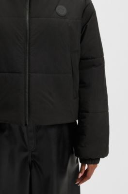 Relaxed-fit water-repellent padded jacket with bubble shape, Black