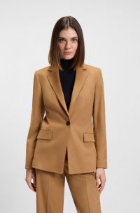 Regular-fit blazer van gemêleerd flanel, Lichtbruin