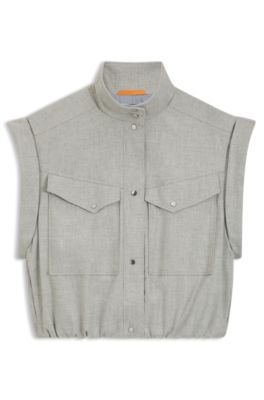 Blazer senza maniche in flanella m&eacute;lange elasticizzata, Grigio chiaro