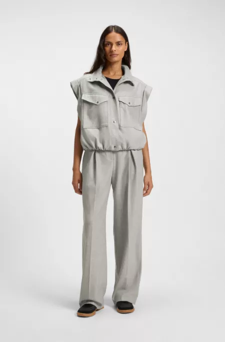 Veste sans manches en flanelle stretch chinée