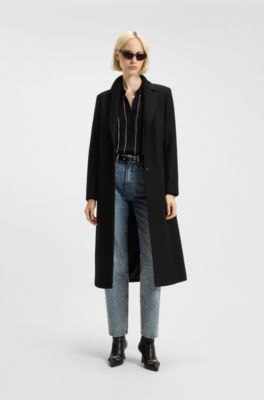 Relaxed-fit coat in a wool blend, Black