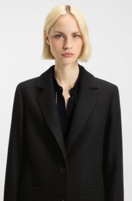 Relaxed-fit coat in a wool blend, Black