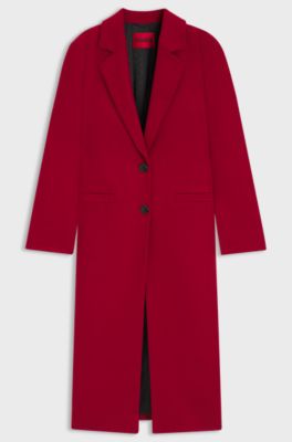 Manteau Relaxed en laine m&eacute;lang&eacute;e, Rouge